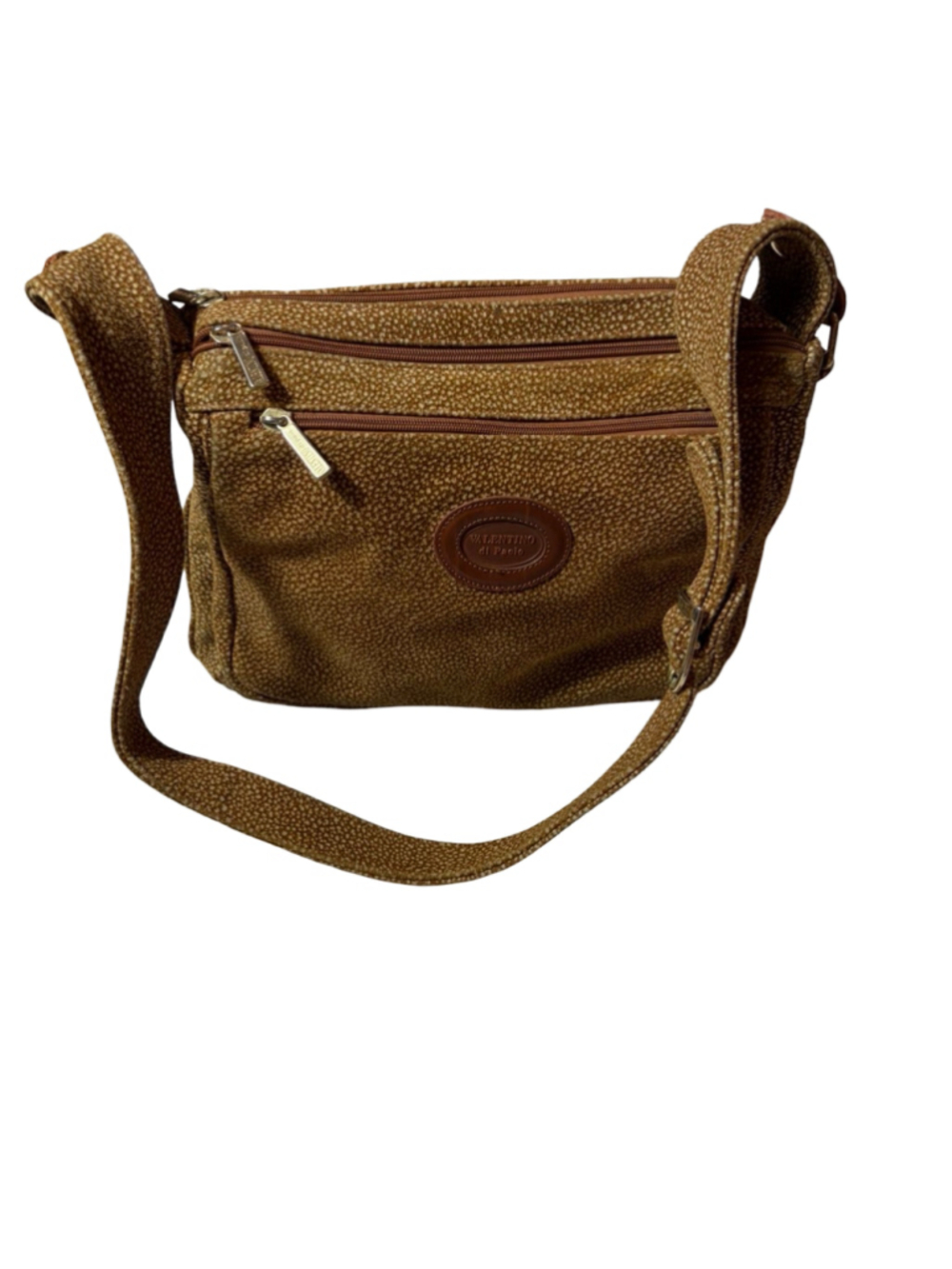 Vintage Valentino di Paolo Italy Textured Multi Zip Organizer Shoulder Bag